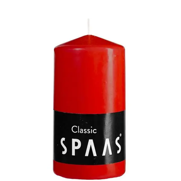 Stumpenkerze Rot Classic Ø 5,8 × 15 cm – Spaas