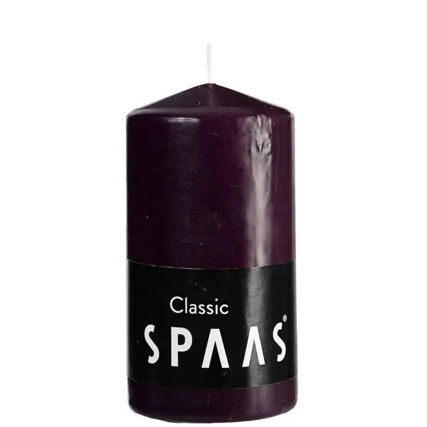 Stumpenkerze Classic Aubergine Ø 5,8 × 15 cm, 45 Stunden