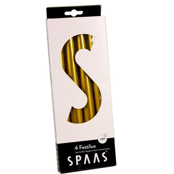 Konische Stabkerzen Gold 4er-Pack, 24 cm