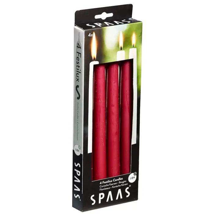 Stabkerzen Weinrot 4er-Pack, 25 cm