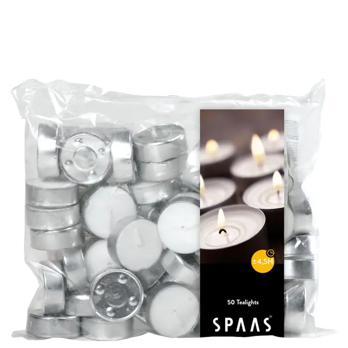 Teelichter 50er Beutel – 4,5 h Brenndauer, Spaas