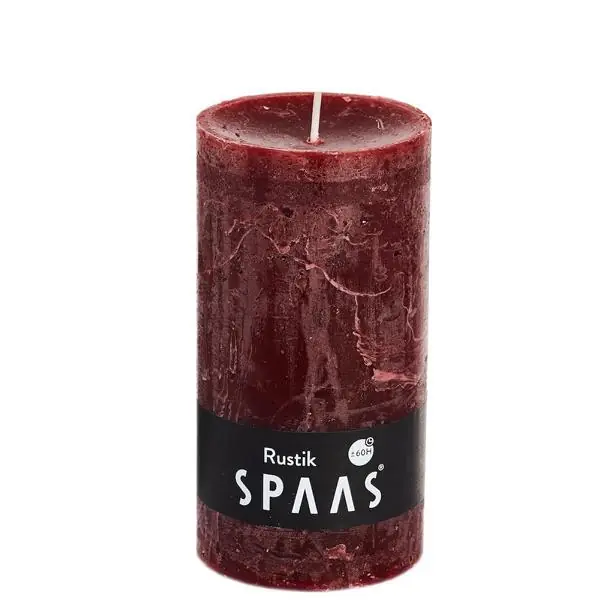 Stumpenkerze Weinrot Rustic Ø 7 × 13 cm – Spaas