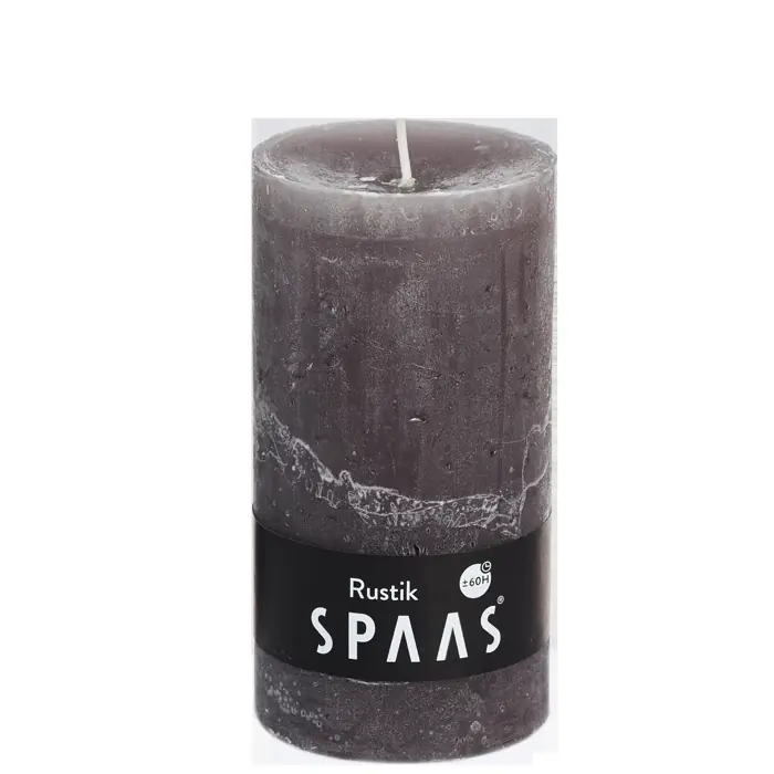 Stumpenkerze Taupe Rustic Ø 7 × 13 cm – Spaas