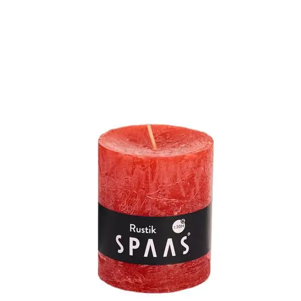 Stumpenkerze Rot Rustic Ø 7 × 8 cm – Spaas