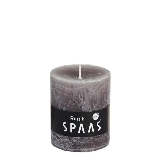 Stumpenkerze Taupe Rustic Ø 7 × 8 cm – Spaas