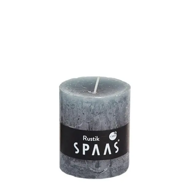 Stumpenkerze Rustic Grau Ø 7 × 8 cm, 30 Stunden