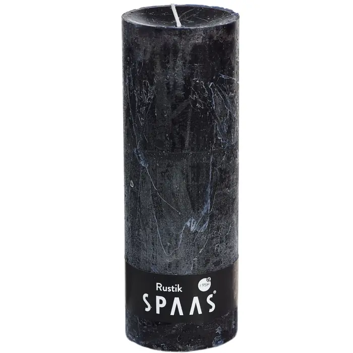 Stumpenkerze Schwarz Rustic Ø 7 × 19 cm – Spaas