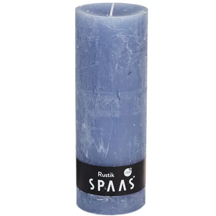 Stumpenkerze Rustic Grau / Blau Ø 7 × 19 cm, 95 Stunden