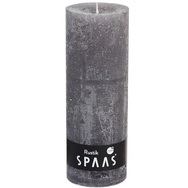 Stumpenkerze Taupe Rustic Ø 7 × 19 cm – Spaas