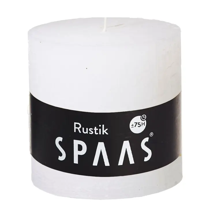 Stumpenkerze Weiß Rustic Ø 10 × 10 cm – Spaas
