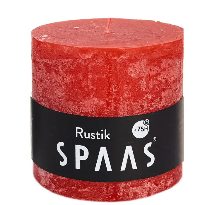 Stumpenkerze Rot Rustic Ø 10 × 10 cm – Spaas