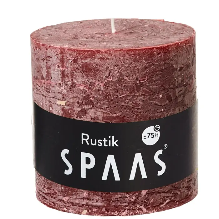 Stumpenkerze Weinrot Rustic Ø 10 × 10 cm – Spaas