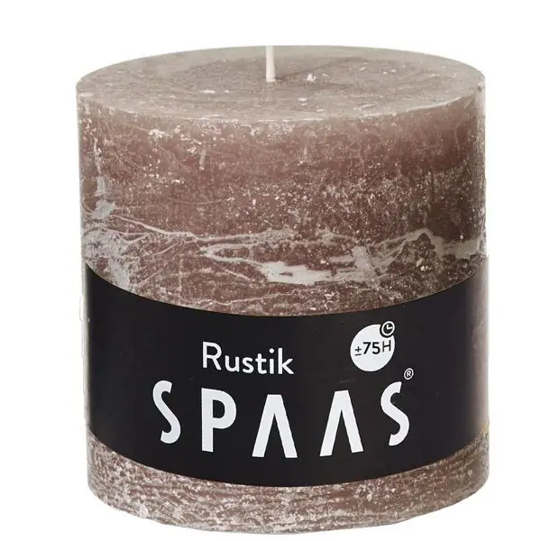 Stumpenkerze Taupe Rustic Ø 10 × 10 cm – Spaas
