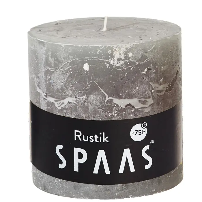 Stumpenkerze Rustic Grau Ø 10 × 10 cm, 75 Stunden