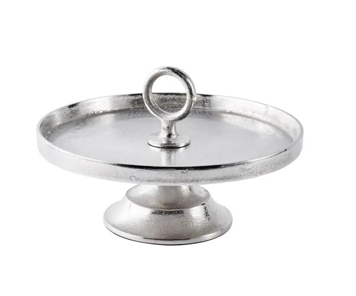 Etagere rund mit Griff Aluminium Silber 30 cm