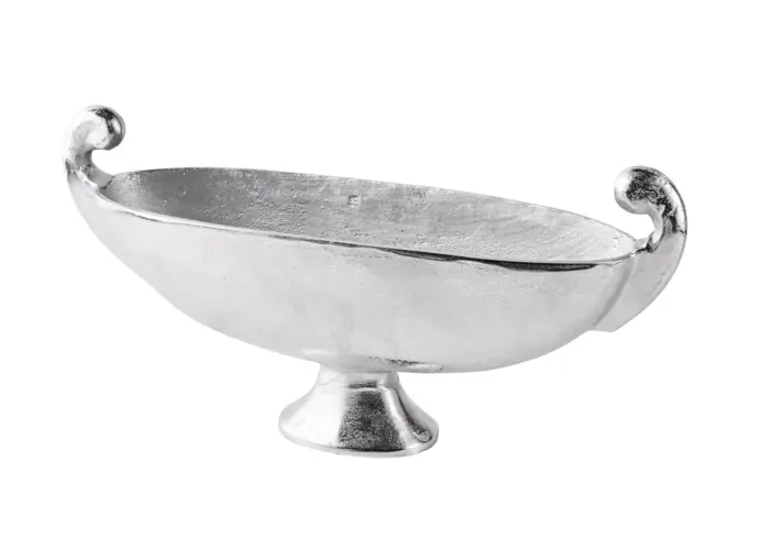 Dekoschale oval in Pokalform Silber 51 cm