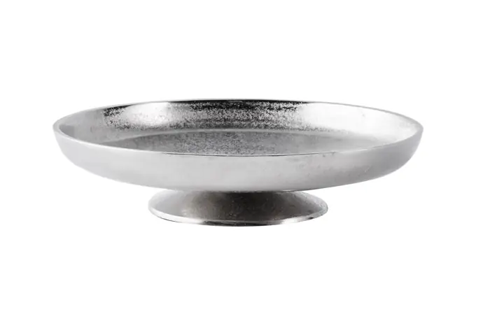 Schale auf Standfuß Aluminium Silber XL 29,5 cm Raw-Optik