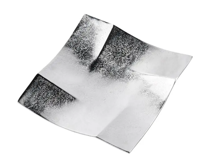 Dekoteller Schale eckig Aluminium Silber Größe S – 23 × 23 × 4,5 cm