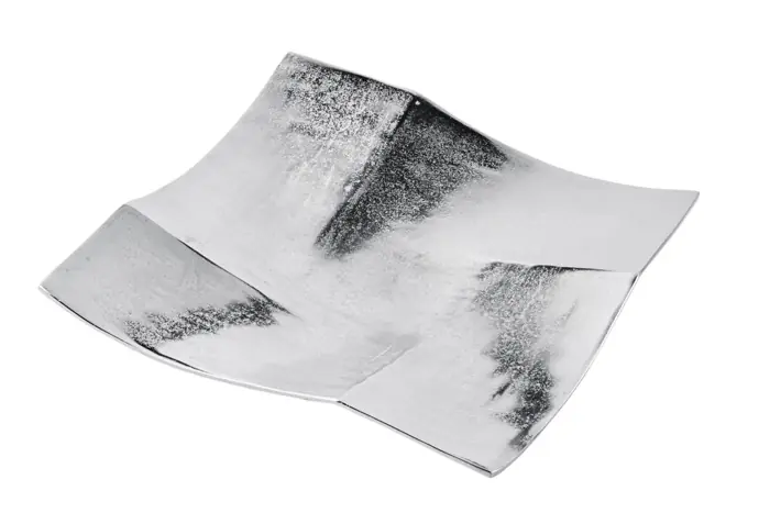Dekoteller Schale eckig Aluminium Silber Größe L – 35 × 35 × 6,5 cm