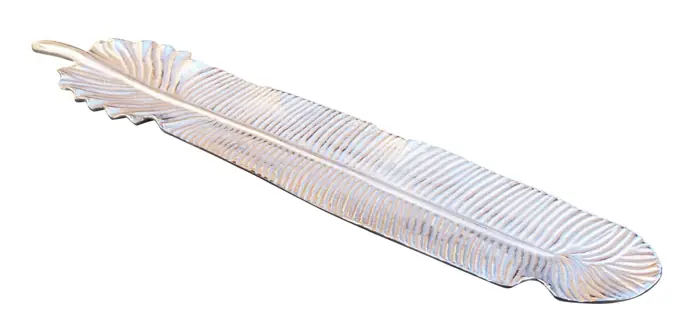 Dekoschale Blattform Aluminium Silber 65 cm