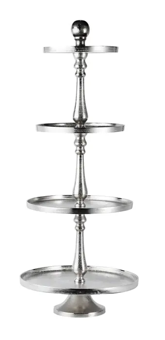 Etagere XXL 4-stöckig Silber aus Aluminium 95 cm