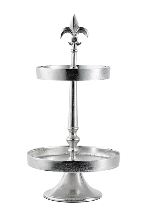 Etagere „Lilie“ 2-stöckig Silber aus Aluminium 57 cm