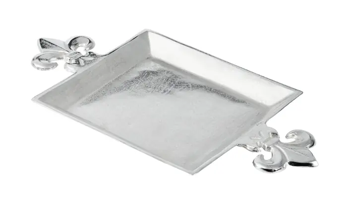 Tablett „Lilie“ Silber aus Aluminium 48 × 26 cm