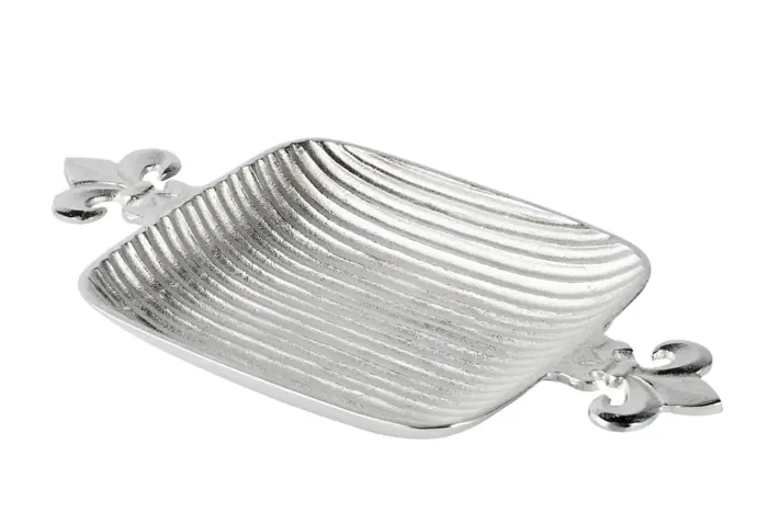 Dekoschale „Lilie“ Silber aus Aluminium 44 cm