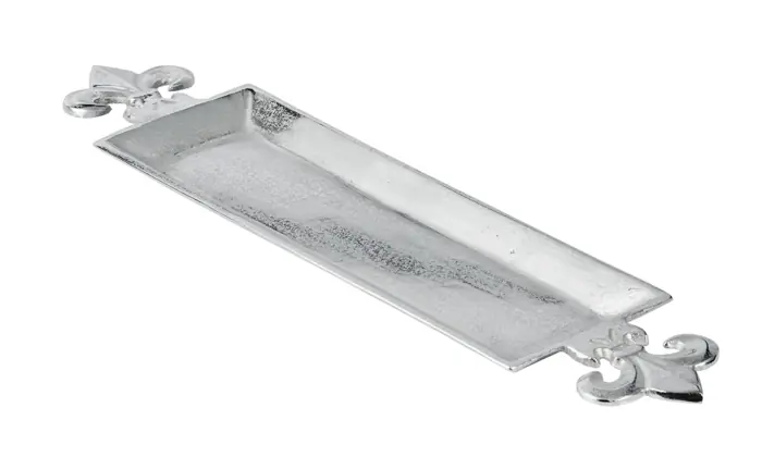 Längliches Tablett „Lilie“ Silber aus Aluminium 59 cm
