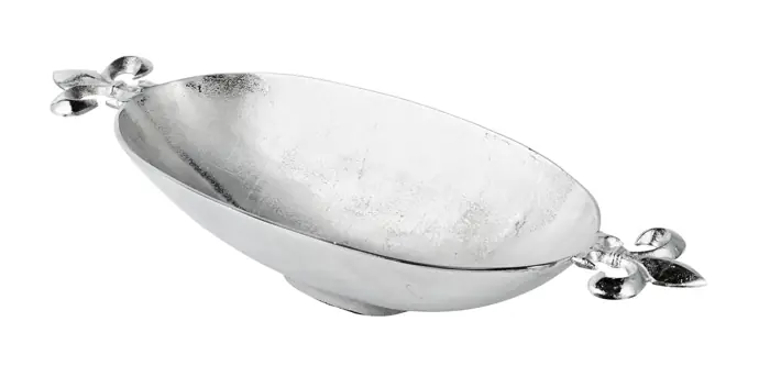 Längliche Dekoschale „Lilie“ Silber aus Aluminium 57 cm