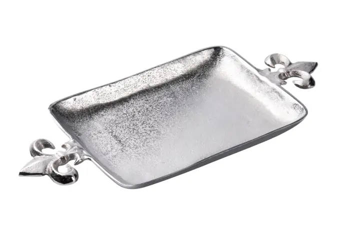 Tablett „Lilie“ Silber aus Aluminium 48 × 22 cm