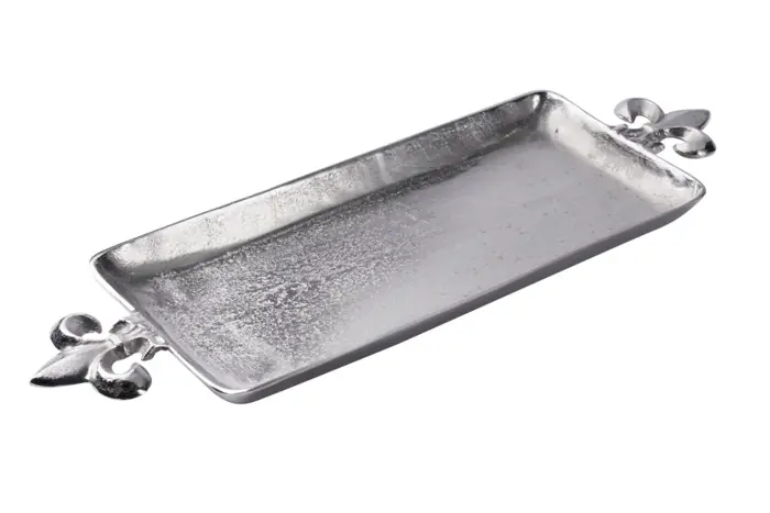 Großes Tablett „Lilie“ Silber aus Aluminium 72 cm