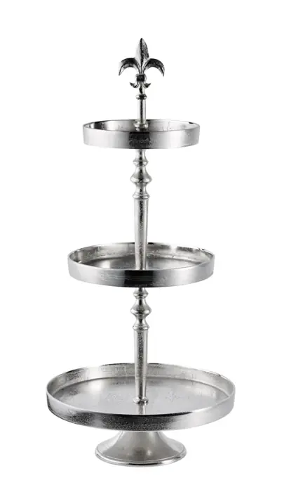 Etagere „Lilie“ 3-stöckig Silber aus Aluminium 80 cm