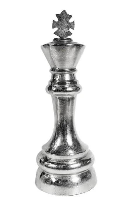 Schachfigur König XXL Aluminium Silber Raw-Optik 60 cm