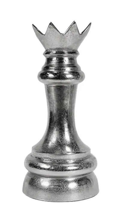 Schachfigur Dame XXL Aluminium Silber Raw-Optik 50 cm