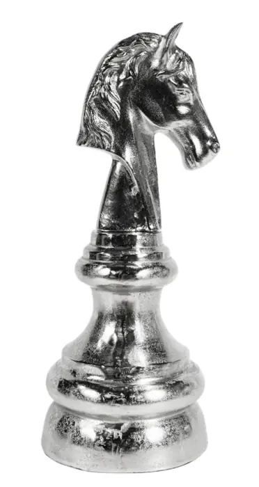 Schachfigur Pferd Springer XXL Aluminium Raw-Optik 55 cm