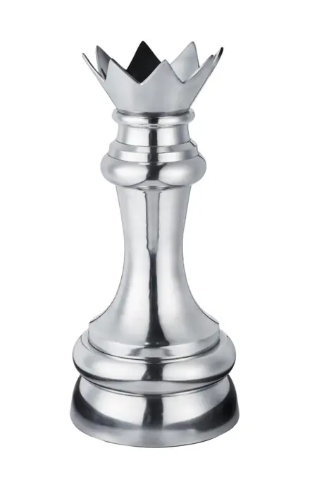 Schachfigur Dame XXL Aluminium Silber poliert 50 cm