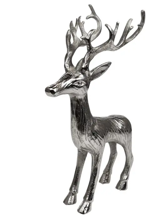 Hirsch-Figur XL Aluminium Silber 41 cm – 26 × 18 × 41 cm