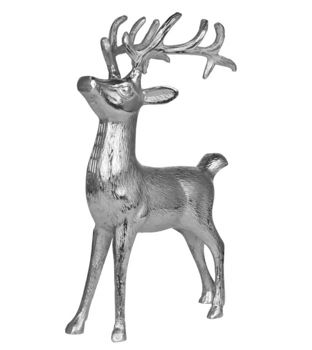 Hirsch-Figur Aluminium Silber 38 cm – 24 × 14 × 38 cm