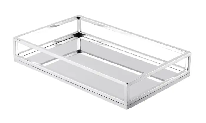 Spiegeltablett Edelstahl Silber rechteckig 40 × 25 cm