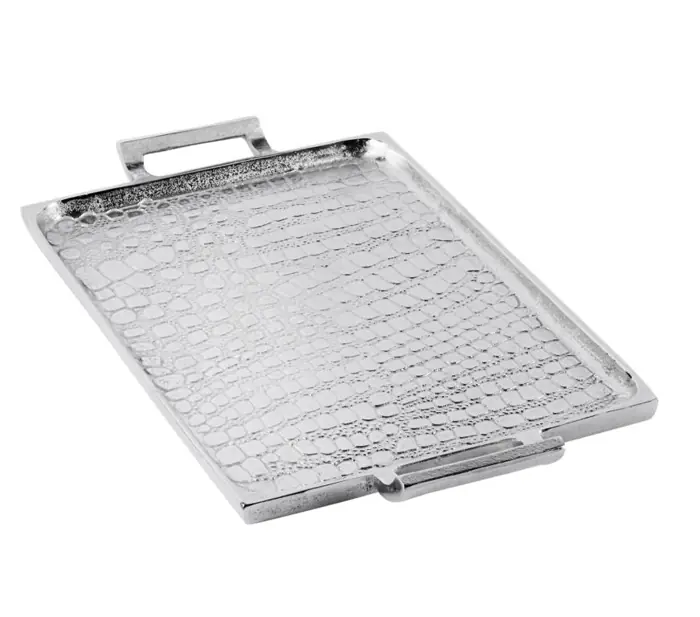 Tablett Schlangenleder-Optik Silber, Aluminium 55 cm