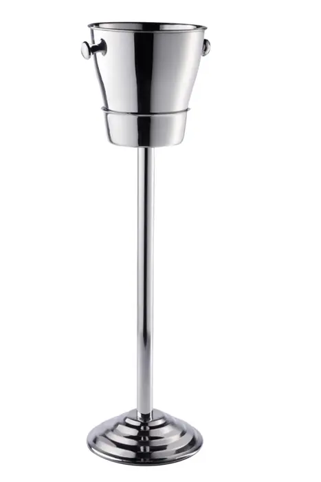 Flaschenkühler auf Standfuß Edelstahl Silber 80 cm
