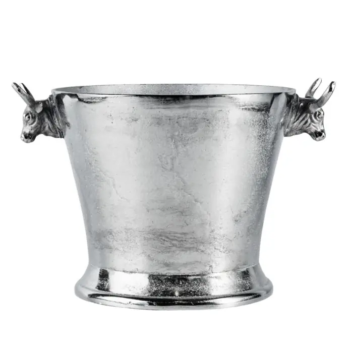 Flaschenkühler Stierkopf L Aluminium Silber 33 × 23 × 21 cm