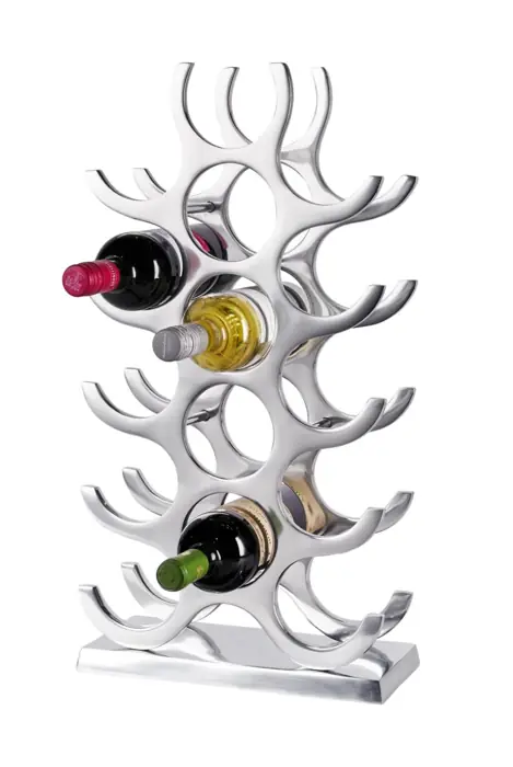 Weinregal Aluminium poliert für 15 Flaschen XL 14,5 × 31 × 60 cm