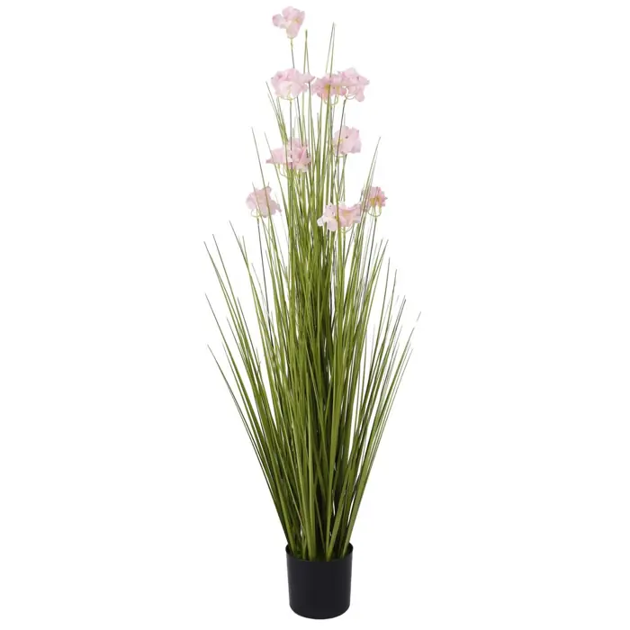 Künstliches Gras mit Blüten 123 cm mit Topf