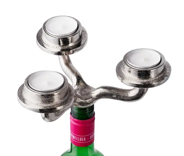 Flaschen-Kerzenhalter „Bottle“ für 3 Teelichter Silber