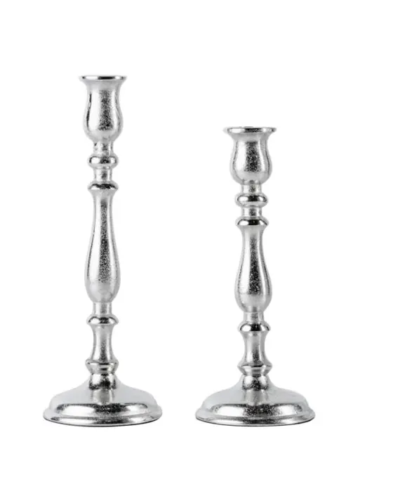 Kerzenständer 2er Set Silber für Stabkerzen 27 und 32 cm