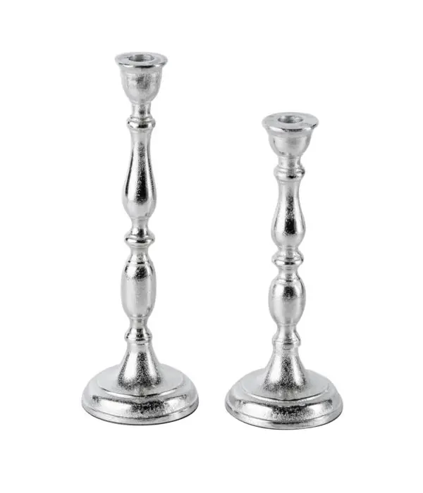 Kerzenständer 2er Set Silber für Stabkerzen 27 und 33 cm