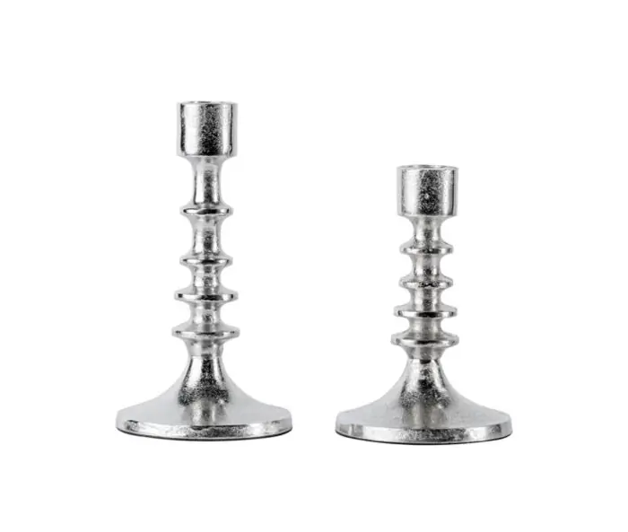 Kerzenständer 2er Set Silber für Stabkerzen 15 und 19 cm