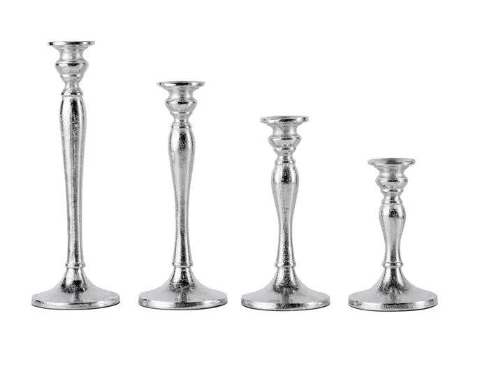 Kerzenständer 4er Set Silber für Stabkerzen 16, 21, 26 und 30 cm